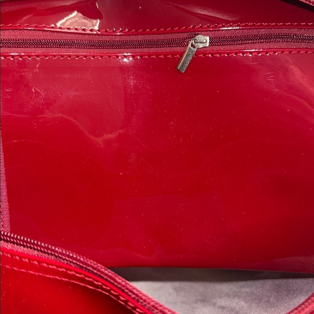 Glossy Red Tote Bag with Gold Lettering the perfect traveling bag - Picture 6 of 8